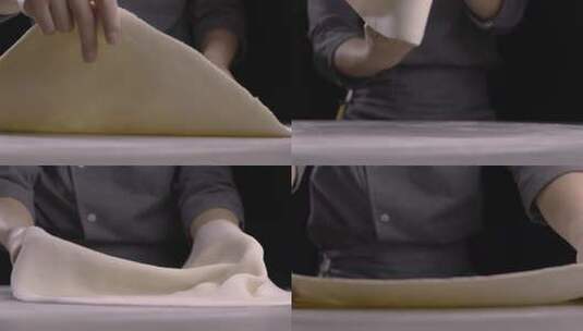 4K厨师做薄饼特写高清在线视频素材下载