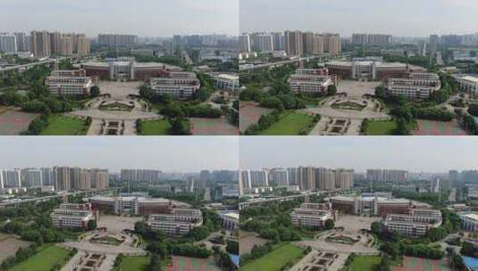 湖北武汉华中师范大学第一附中空镜航拍高清在线视频素材下载