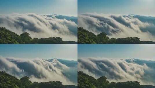 航拍山川大地上流动的云雾延时高清在线视频素材下载