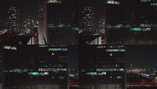 郑州夜景 城市办公楼 繁华夜景航拍高清在线视频素材下载