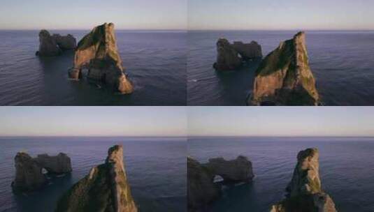 航拍海里的岩石高清在线视频素材下载