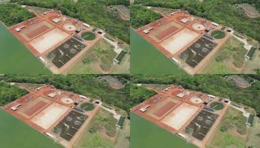 巴西污水处理系统。水去污染站鸟瞰图。高清在线视频素材下载