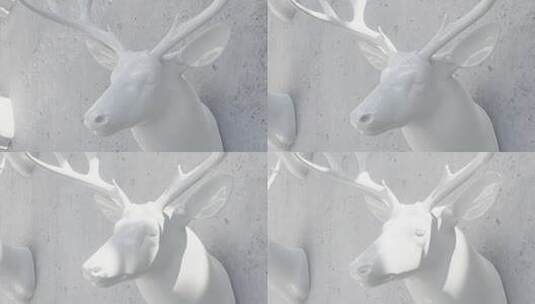 鹿头 鹿 狩猎 石膏 驯鹿 打猎 雕塑 鹿角高清在线视频素材下载