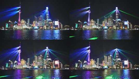 上海外滩灯光秀表演高清在线视频素材下载