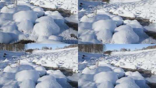 冬天的雪地与河流高清实拍高清在线视频素材下载