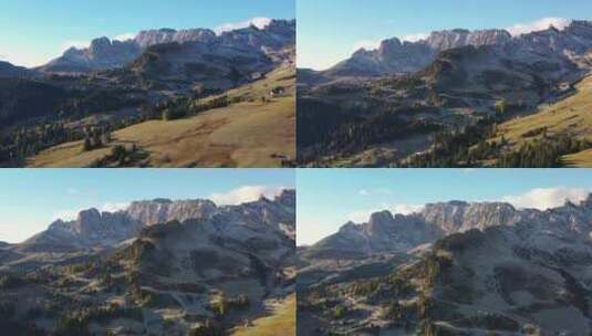 Alpe di Siusi，意大利白云石阿尔卑斯山。无人机的空中景观。高清在线视频素材下载