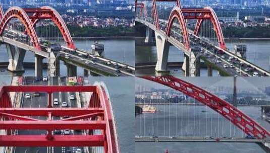 长焦航拍广州新光大桥高清在线视频素材下载
