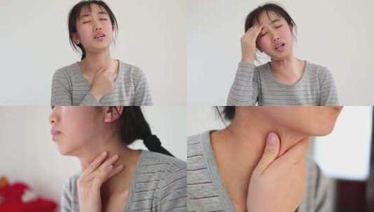 喉咙痛嗓子难受的女人高清在线视频素材下载