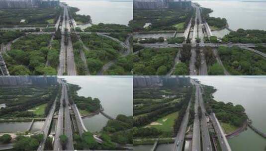 4k航拍深圳滨海大道-城市车流高清在线视频素材下载