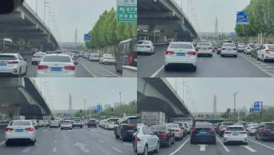 郑州缓行路口各种变道车窗视角高清在线视频素材下载