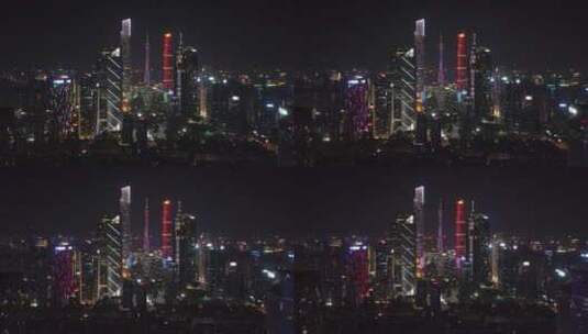 广州中轴线夜景航拍高清在线视频素材下载