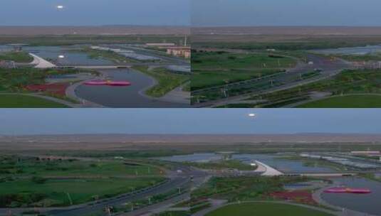 高清竖屏航拍新疆布尔津县城市道路高清在线视频素材下载