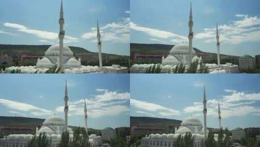 飞行轨道史诗穆斯林中央老清真寺马哈奇卡拉首都达吉斯坦俄罗斯高清在线视频素材下载