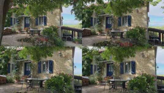 法国南部传统乡间小屋门前高清在线视频素材下载
