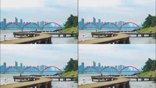 4k湘江福元路大桥延时高清在线视频素材下载