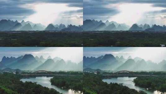 广西桂林日落山水高清在线视频素材下载