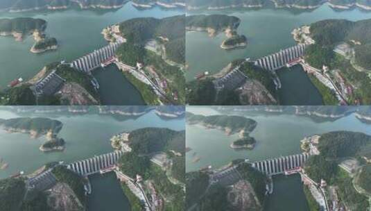 金寨梅山水库风景区大坝水力发电站航拍高清在线视频素材下载