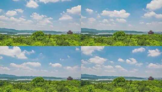 杭州吴山俯瞰西湖全景延时高清在线视频素材下载