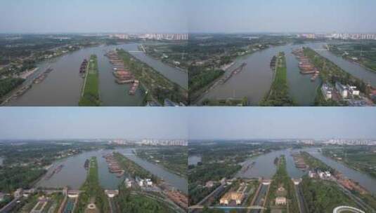 京杭大运河砸门航拍高清在线视频素材下载
