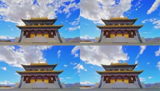 珠穆朗玛关帝庙延时蓝天白云高清在线视频素材下载