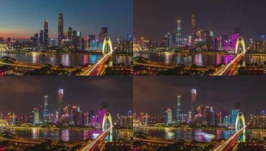 广州珠江新城夜景高清延时视频高清在线视频素材下载
