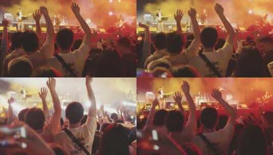 音乐节演唱会年轻人排队挥舞双手高清在线视频素材下载