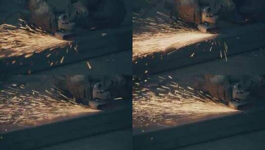 工厂工人打磨制造磨具火花四溅高清在线视频素材下载