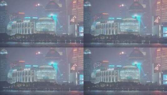 上海会议中心黄浦江夜景高清在线视频素材下载