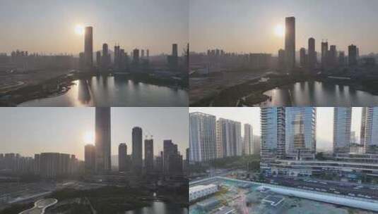深圳湾清晨航拍高清在线视频素材下载