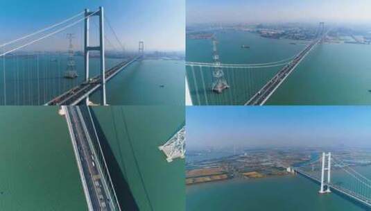 大湾区广州南沙大桥航拍试拍素材高清在线视频素材下载