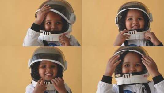 穿太空服装的小男孩高清在线视频素材下载