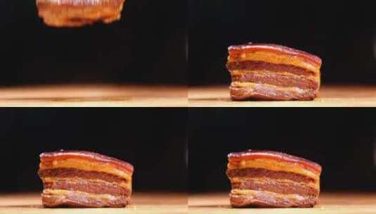 红烧肉东坡肉美食特写淮扬菜慢镜头高清在线视频素材下载