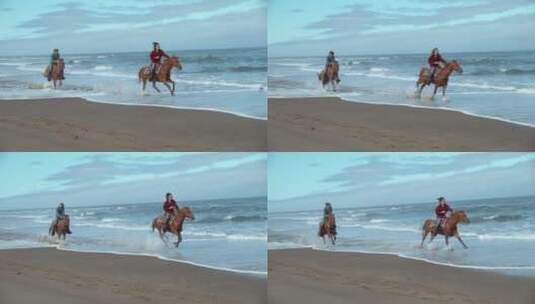 在海边骑马的人高清在线视频素材下载