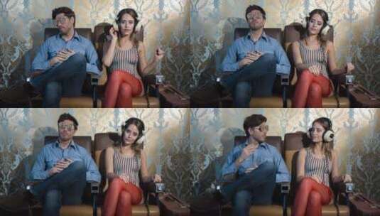 一对情侣在椅子上扭动高清在线视频素材下载