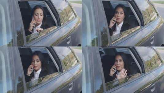 在车里打电话的女人高清在线视频素材下载
