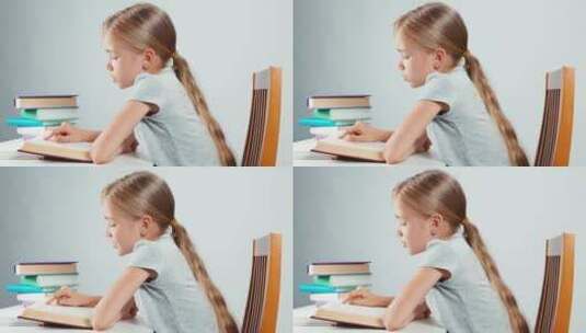 孩子阅读书籍高清在线视频素材下载