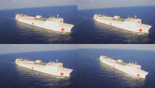 航拍的军事海运司令部医院船高清在线视频素材下载