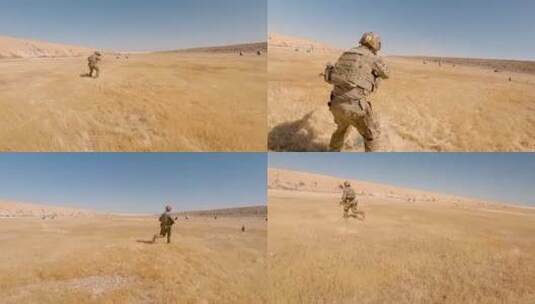 在野地里实弹演习的士兵高清在线视频素材下载