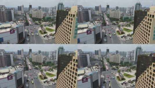 4K航拍广西南宁城市快速公交BRT城市交通高清在线视频素材下载