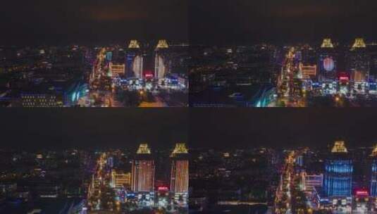 航拍江西吉安城市夜景延时摄影高清在线视频素材下载