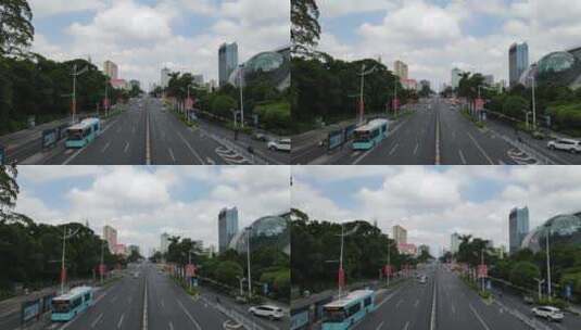 航拍广西南宁城市交通民族大道高清在线视频素材下载
