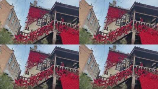 济南经三路老建筑，张采呈故居化身玫瑰瀑布高清在线视频素材下载