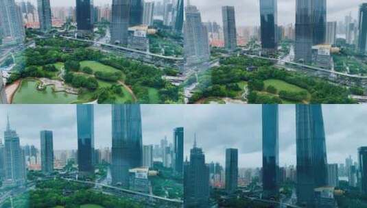 上海中心大厦看陆家嘴中心绿地延时摄影高清在线视频素材下载