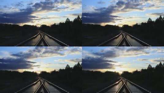 铁道暮色云彩延时高清在线视频素材下载