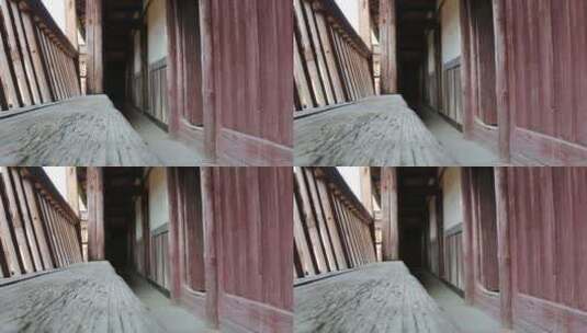 中式古典建筑二楼椅子高清在线视频素材下载