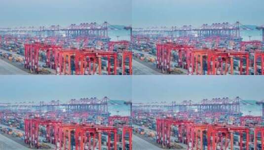 上海洋山港集装箱国际深水码头延时高清在线视频素材下载