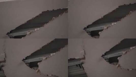 地震损毁坍塌破烂的房屋高清在线视频素材下载