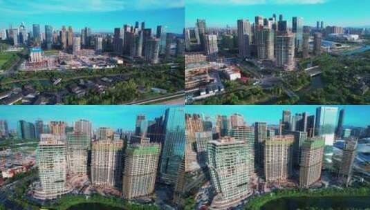 杭州城市建筑楼盘航拍高清在线视频素材下载
