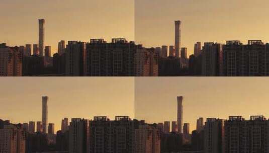城市晚霞北京CBD中国尊高清在线视频素材下载
