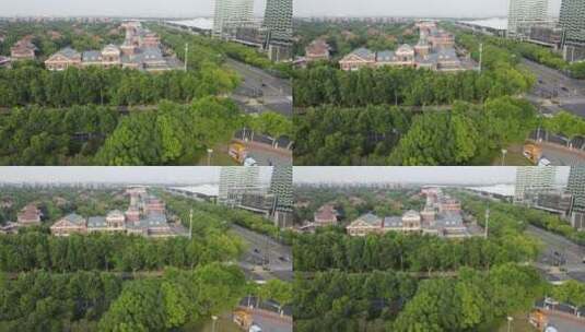 上海花木兰路御翠园别墅区豪宅4K航拍高清在线视频素材下载